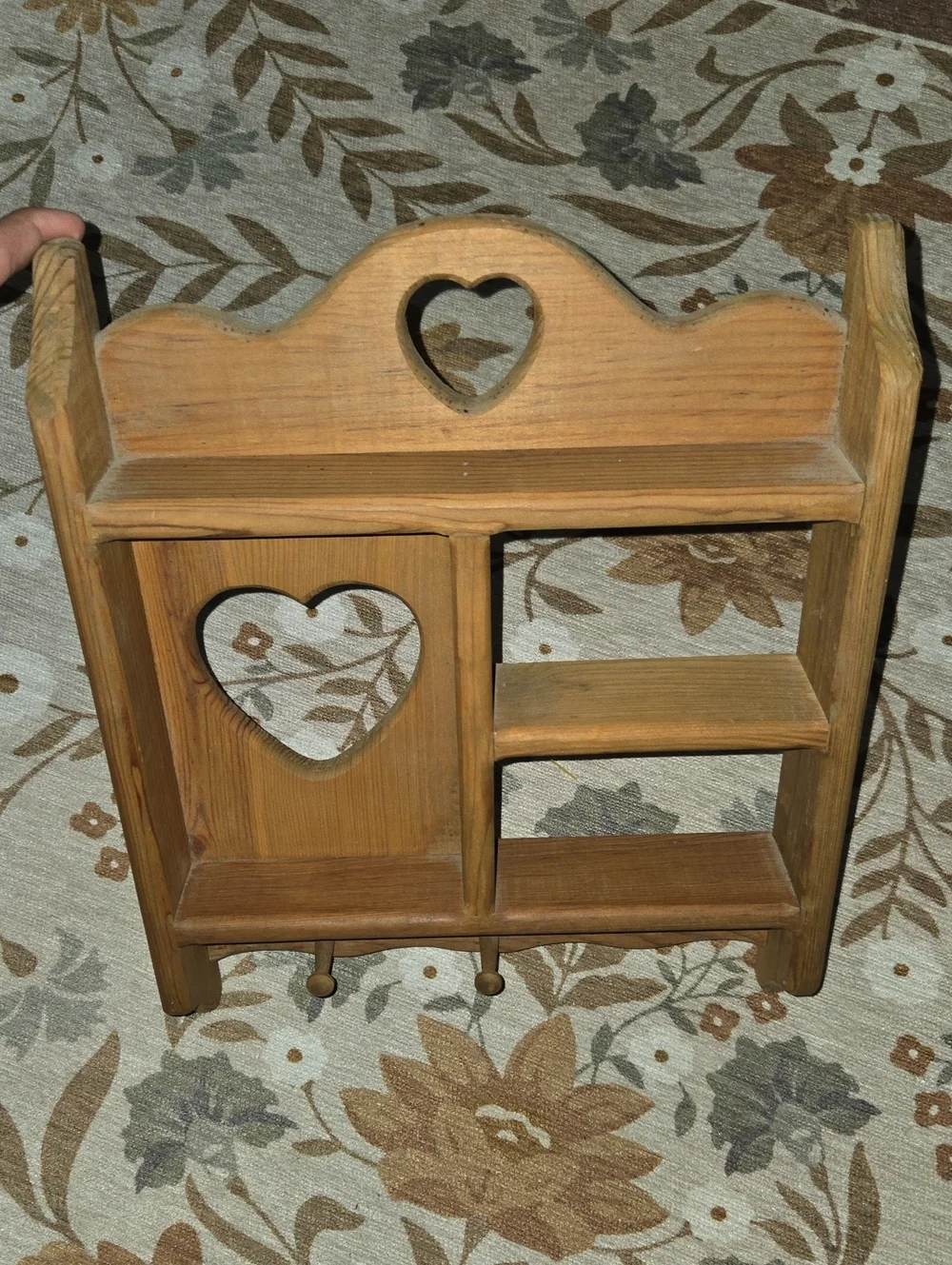 Vintage Handmade Heart Cutout Curio Shelf Cottagecore Display Shelf Farmhouse